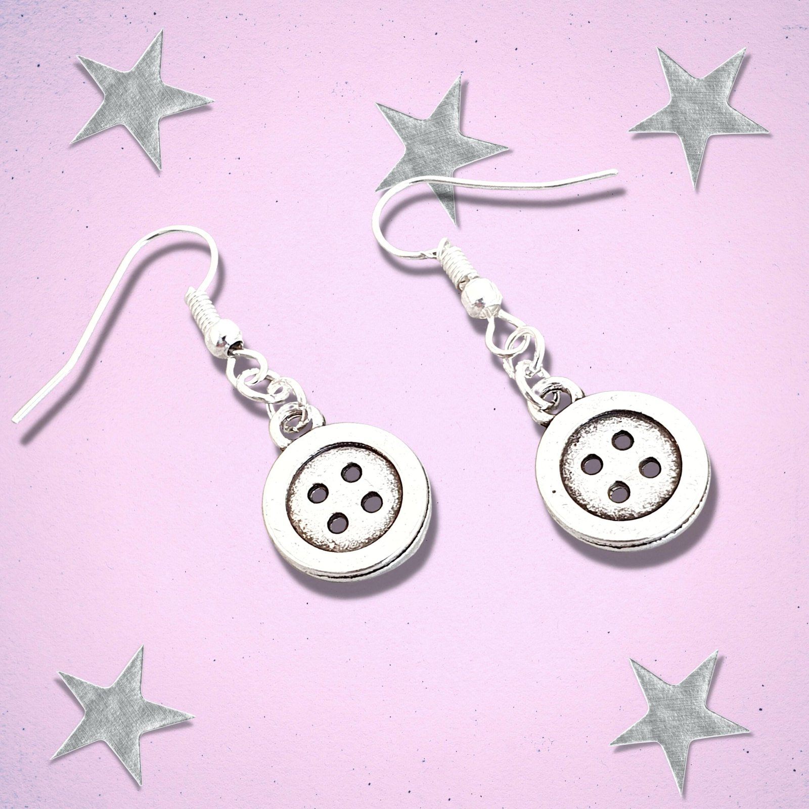 Shirt Button Earrings Silver