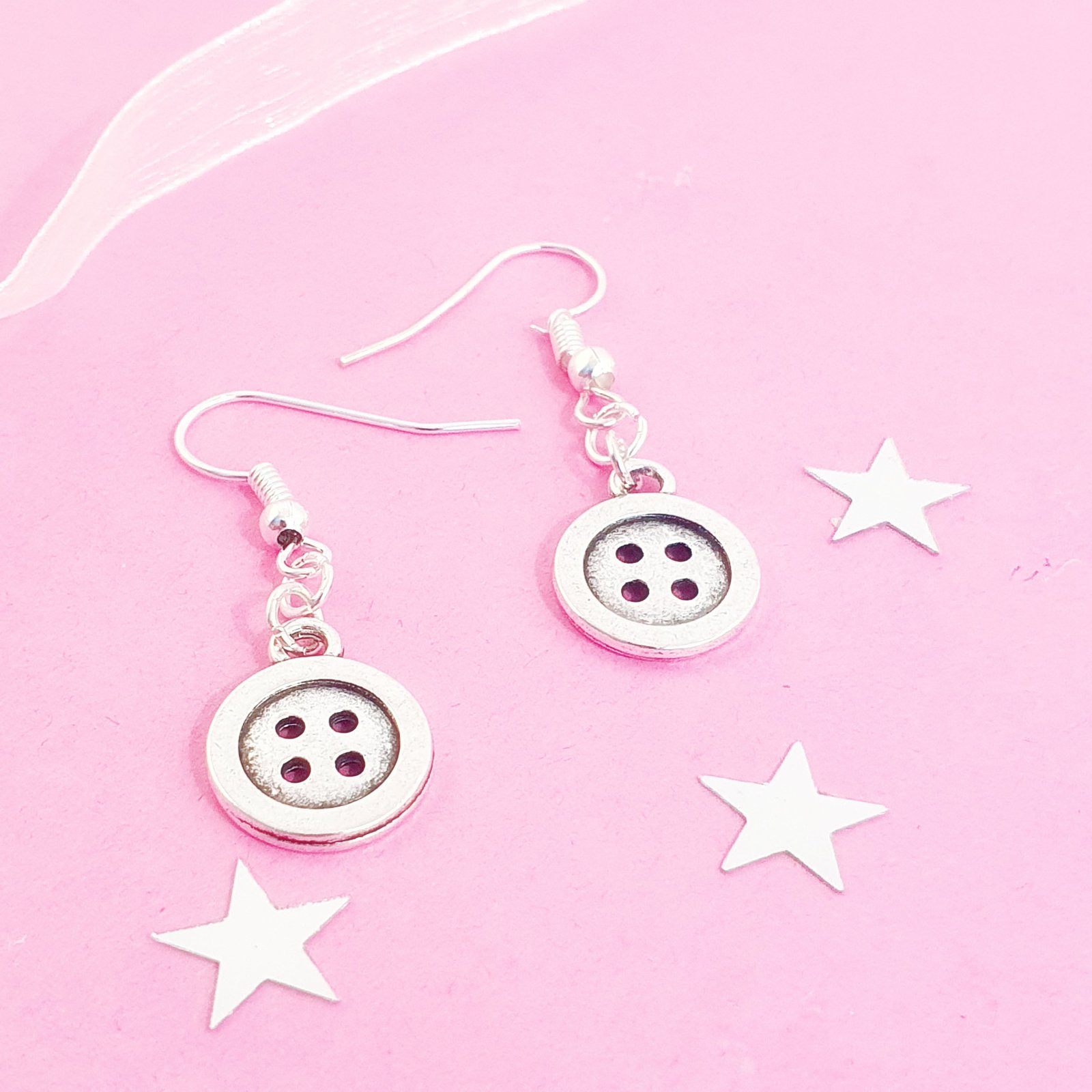Shirt Button Earrings Silver