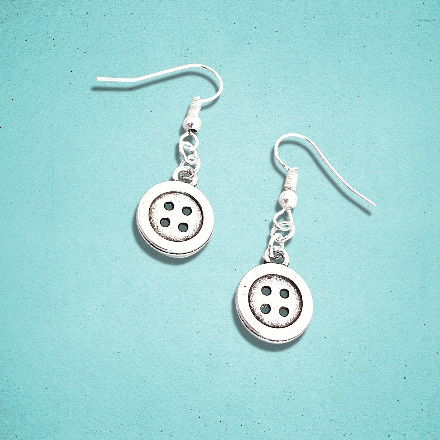 Shirt Button Earrings Silver