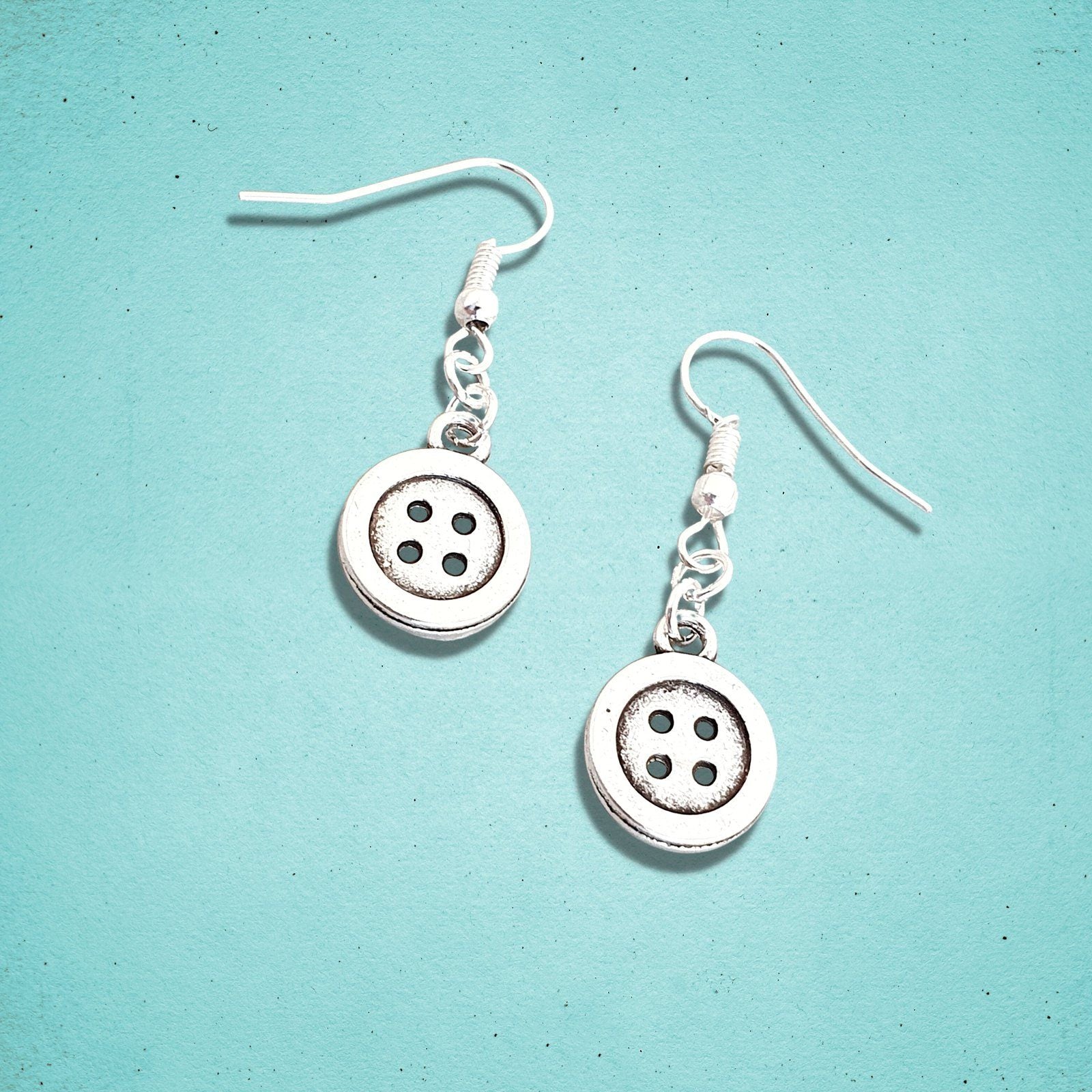 Shirt Button Earrings Silver