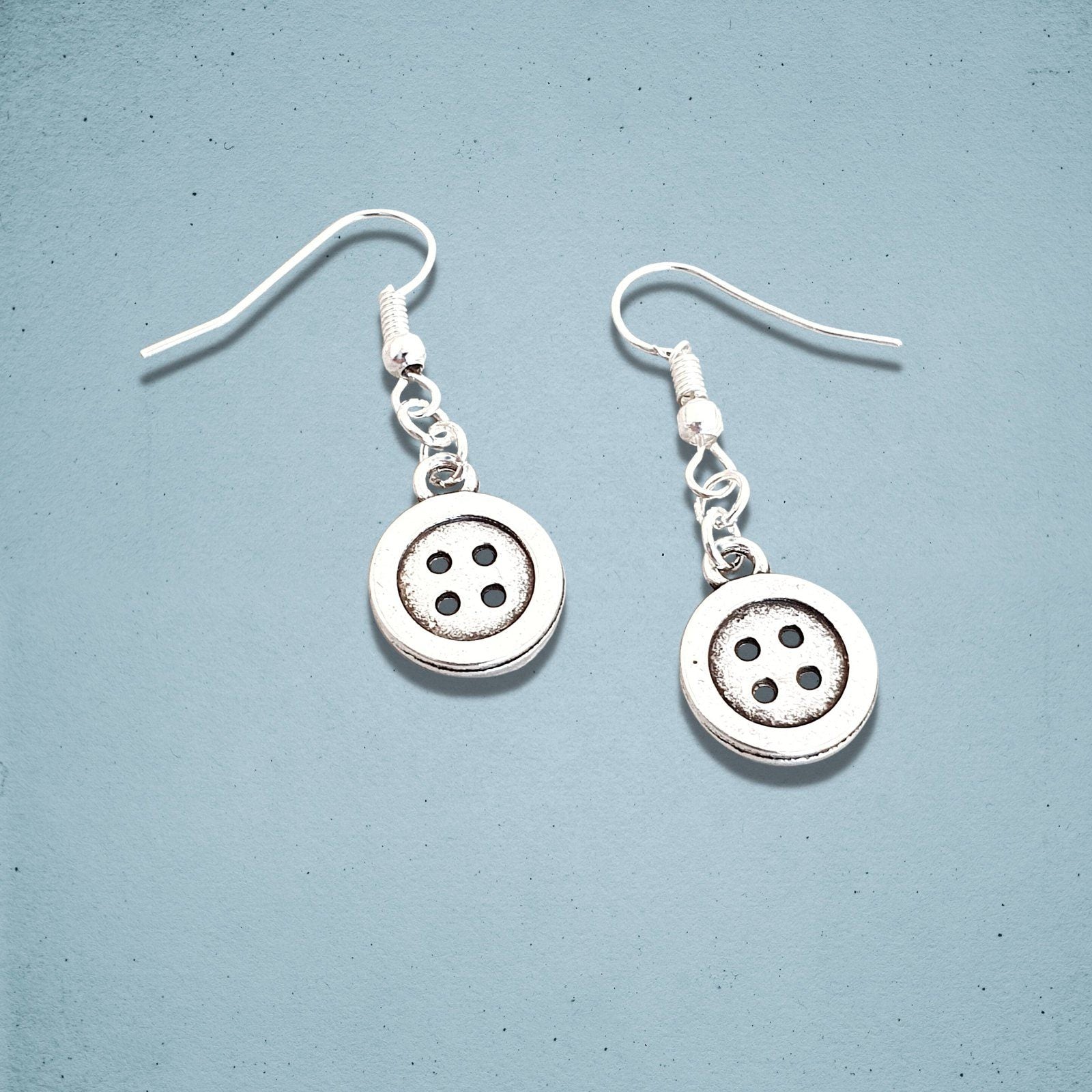 Shirt Button Earrings Silver