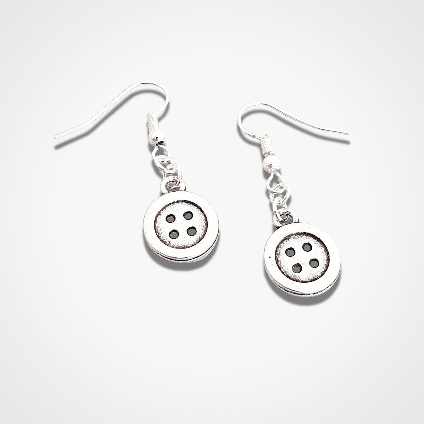 Shirt Button Earrings Silver