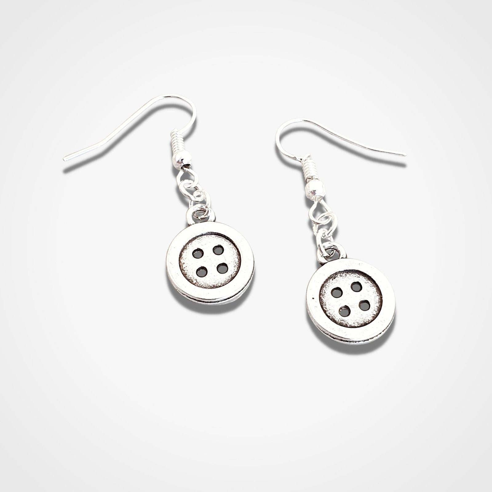 Shirt Button Earrings Silver