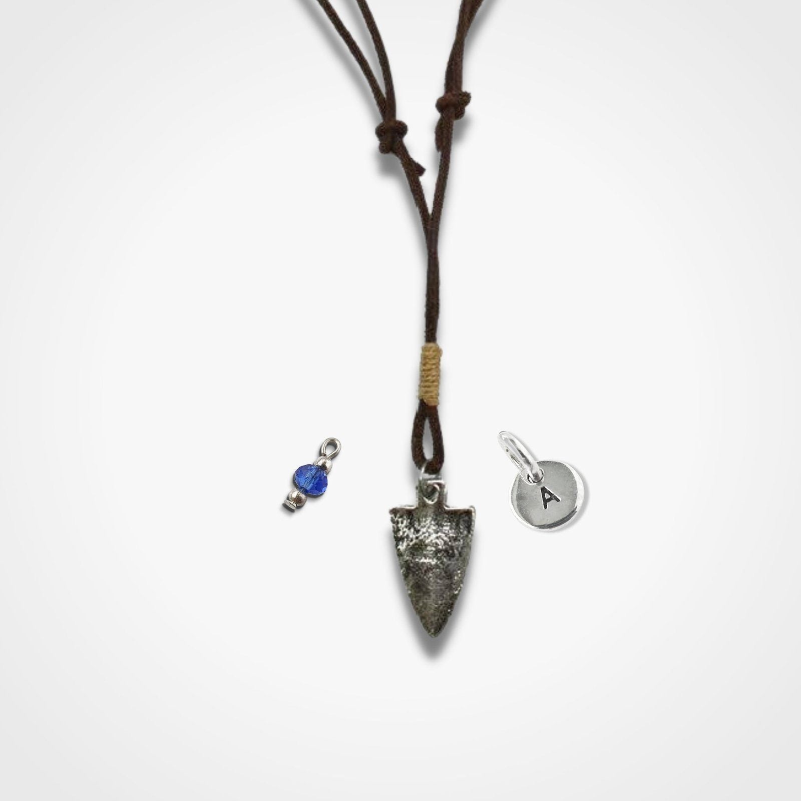 Silver Arrowhead Leather Pull Tie Men Necklace