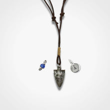 Load image into Gallery viewer, Silver Arrowhead Leather Pull Tie Men Necklace

