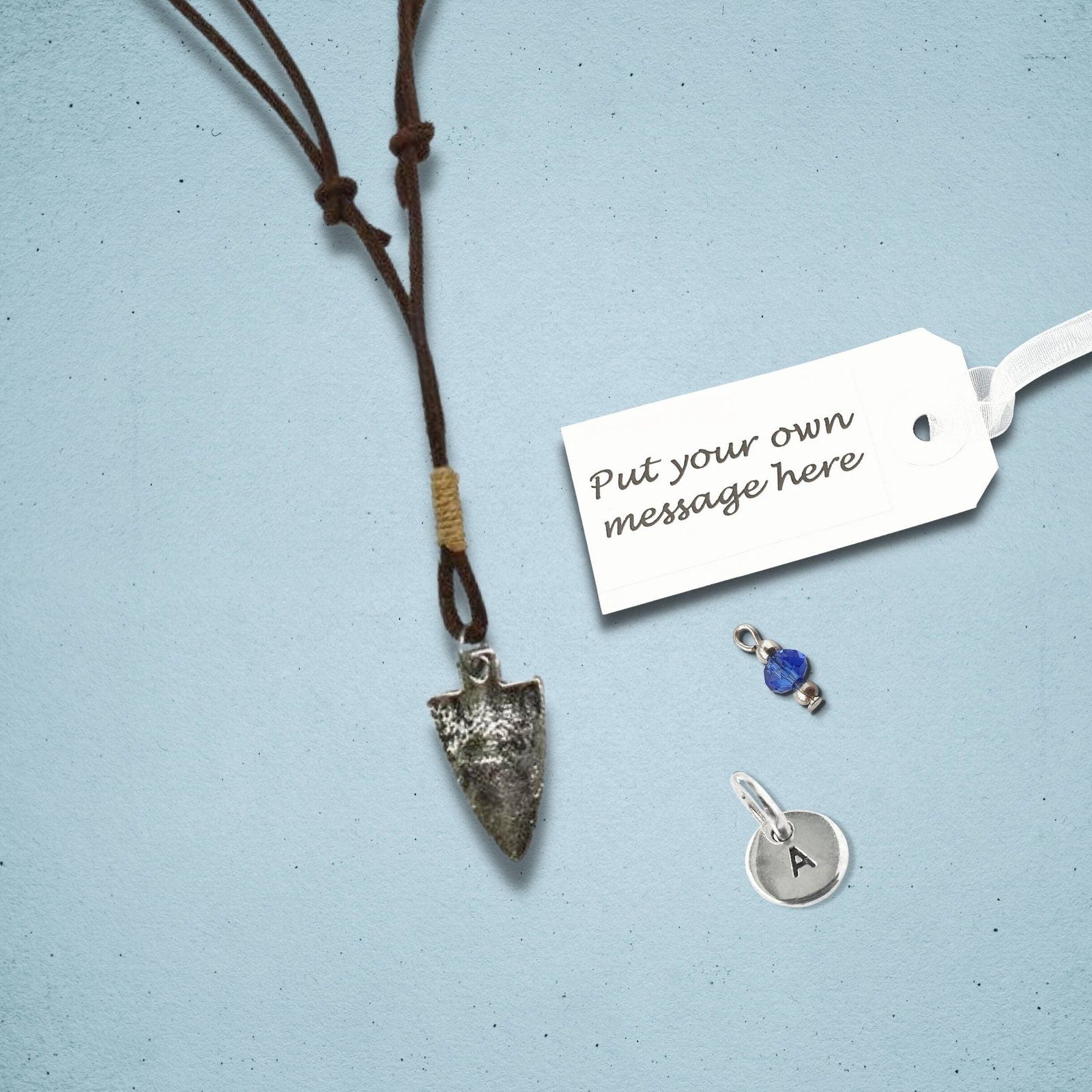 Silver Arrowhead Leather Pull Tie Men Necklace