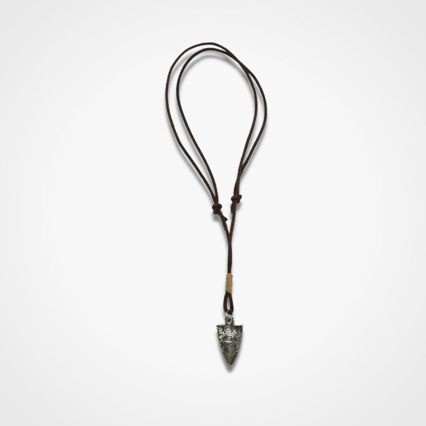 Silver Arrowhead Leather Pull Tie Men Necklace