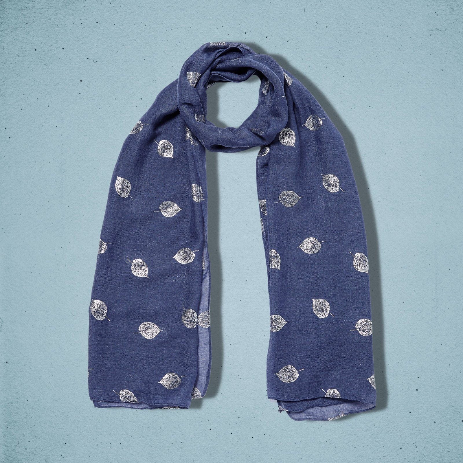 Silver Leaf Scarf Blue