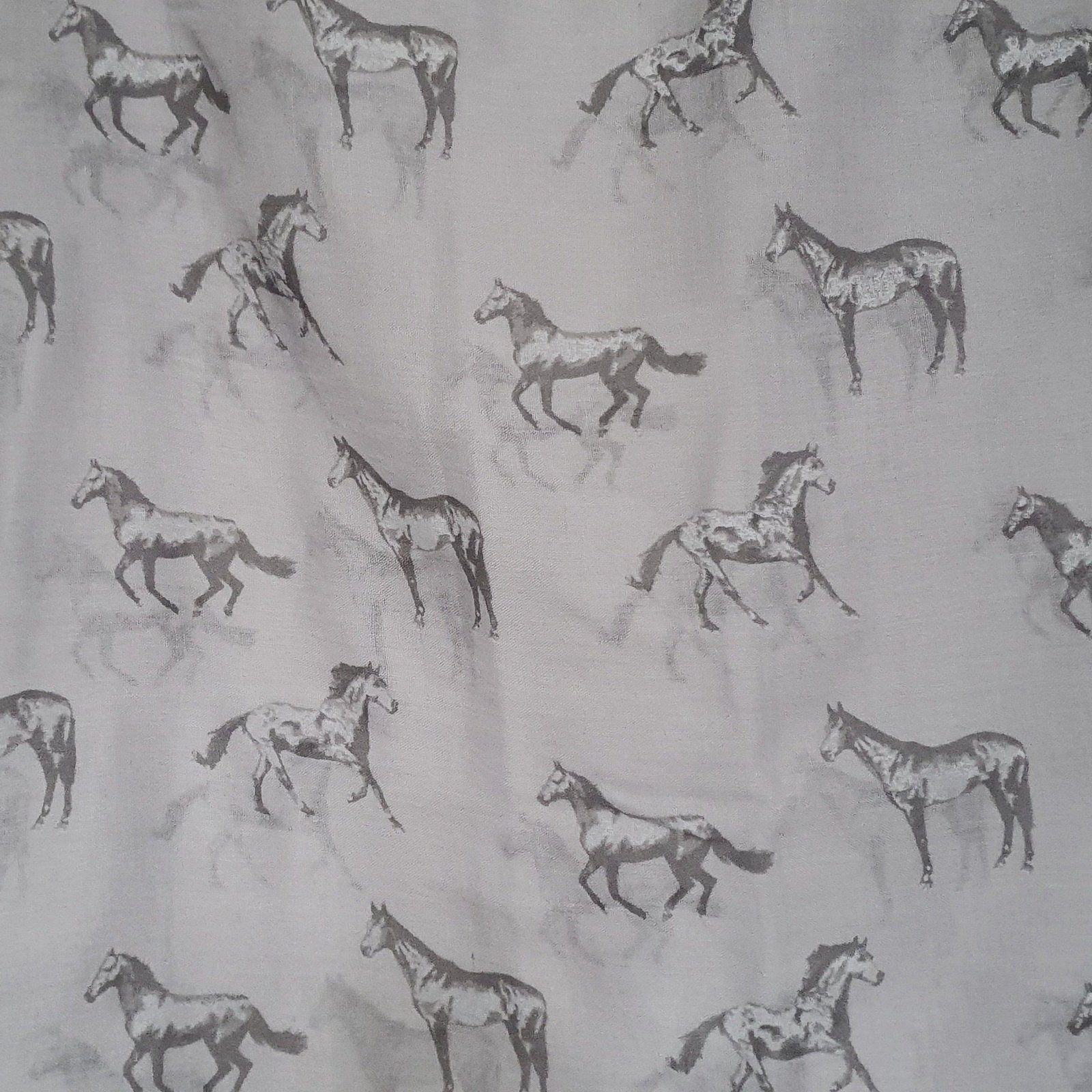 Sketched Horses Scarf Grey