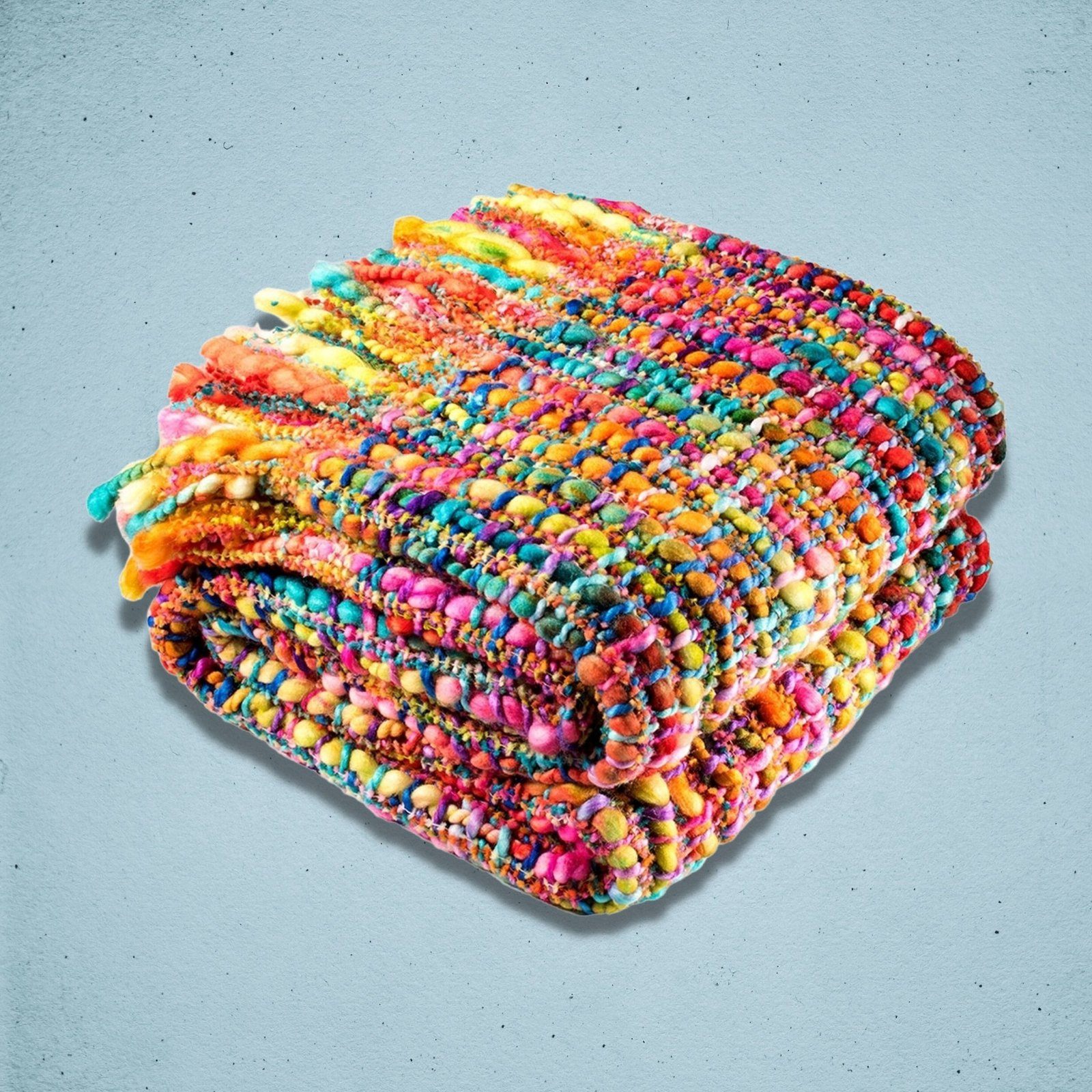 Soft Woven Rainbow Armchair Throw