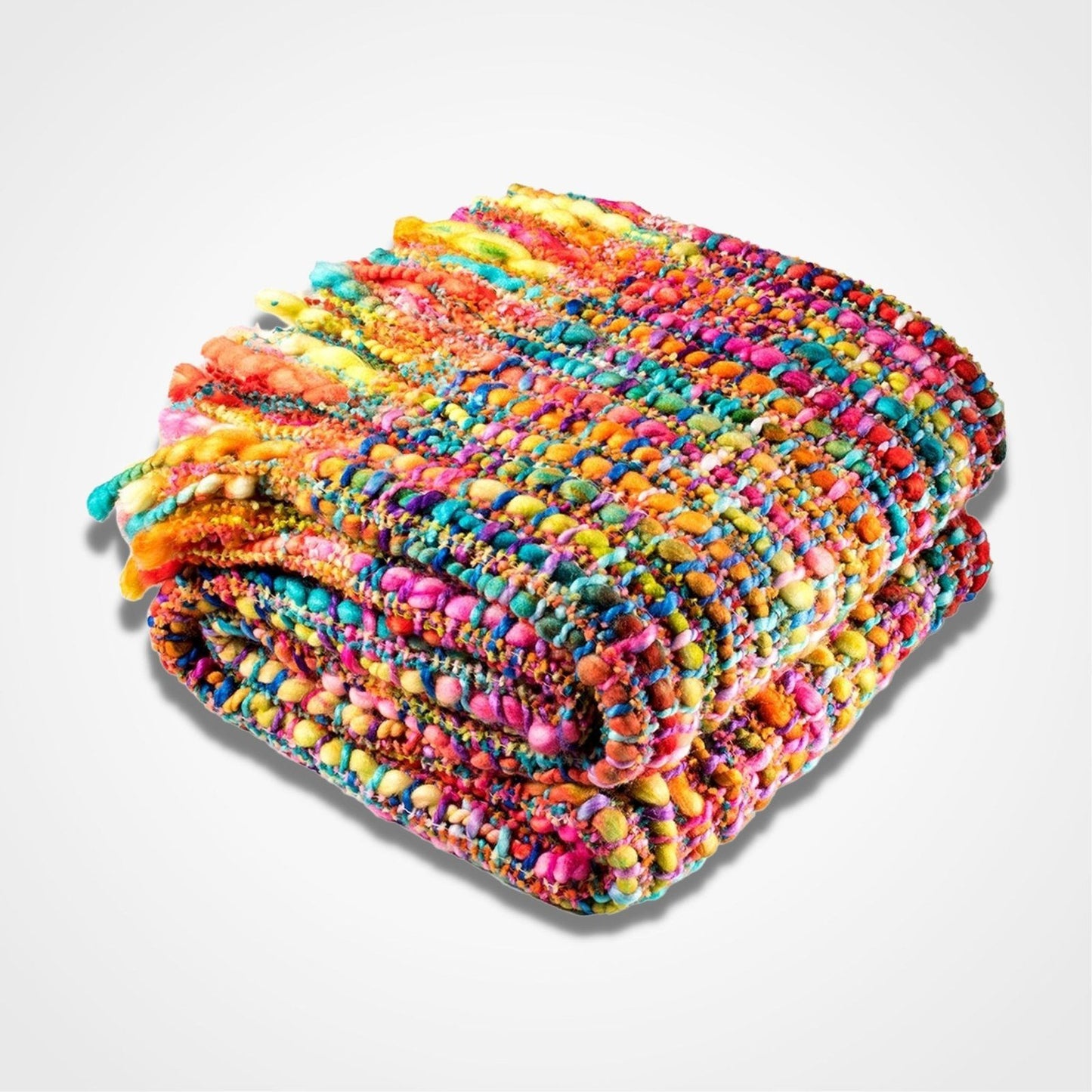 Soft Woven Rainbow Armchair Throw