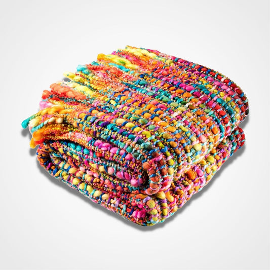 Soft Woven Rainbow Armchair Throw