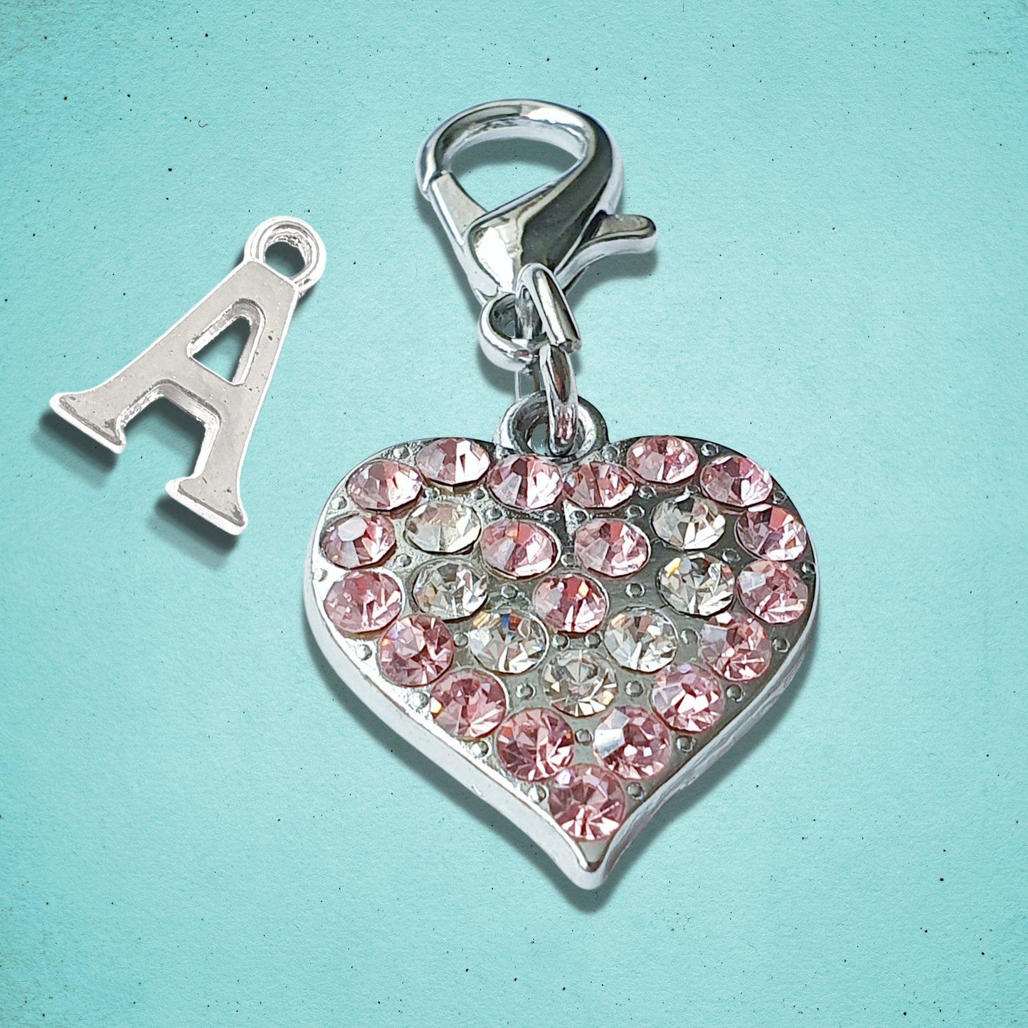 Sparkly Clip Heart Charm Silver