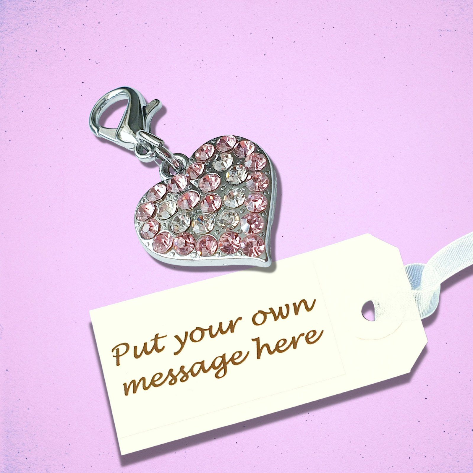 Sparkly Clip Heart Charm Silver