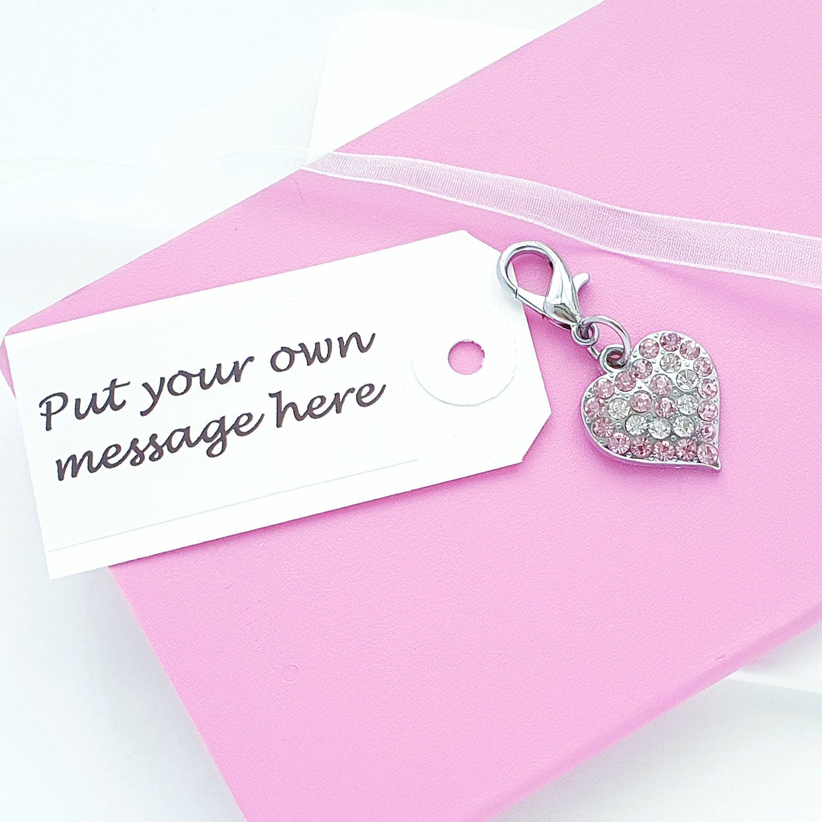 Sparkly Clip Heart Charm Silver