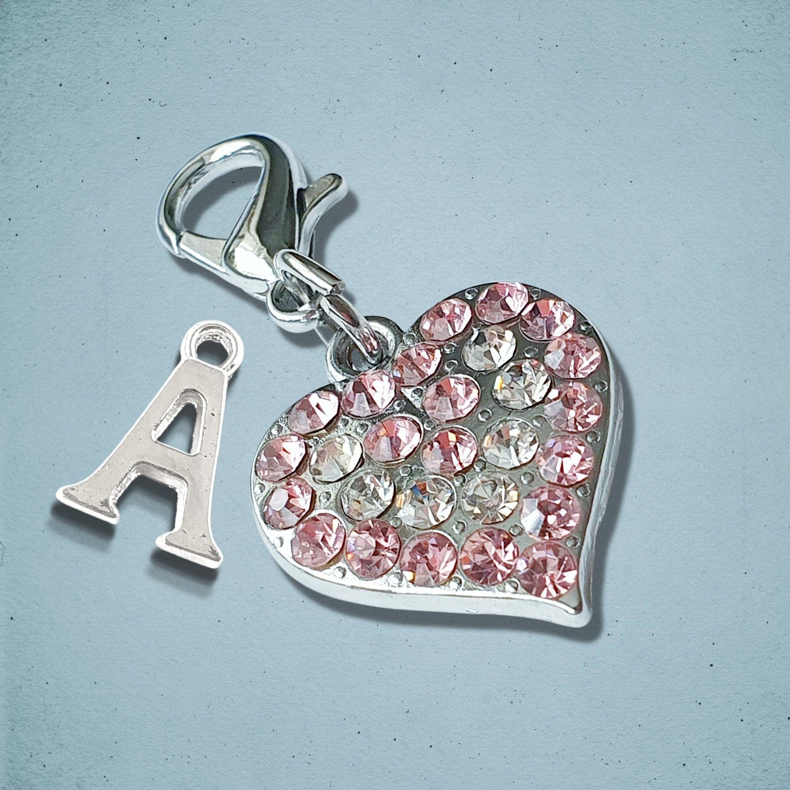 Sparkly Clip Heart Charm Silver