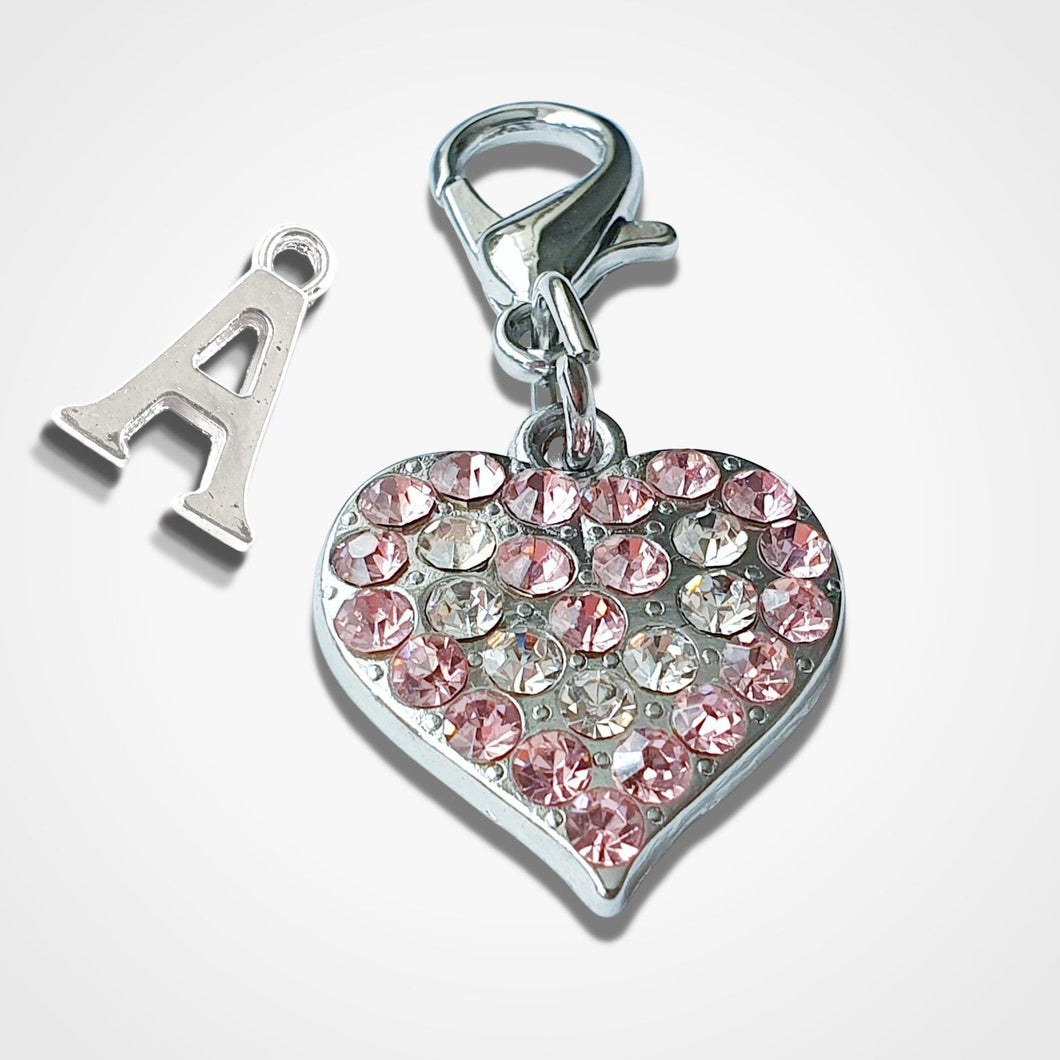 Sparkly Clip Heart Charm Silver