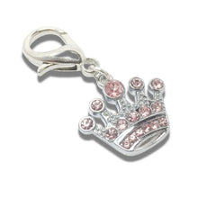 Load image into Gallery viewer, Sparkly Crown Pet Collar Tag Silver Diamante
