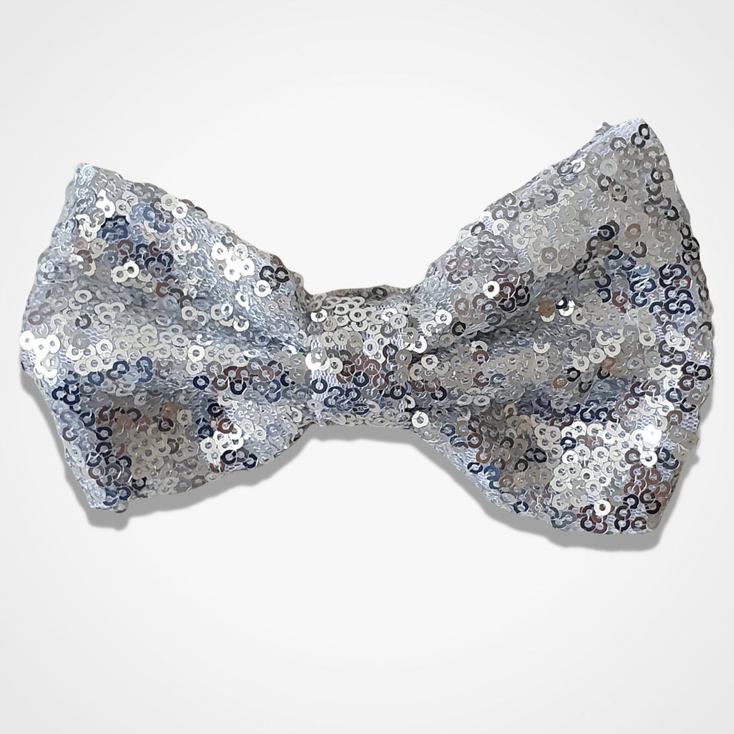 Sparkly Dog Bow Tie Silver