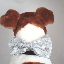Load image into Gallery viewer, Sparkly Dog Bow Tie Silver
