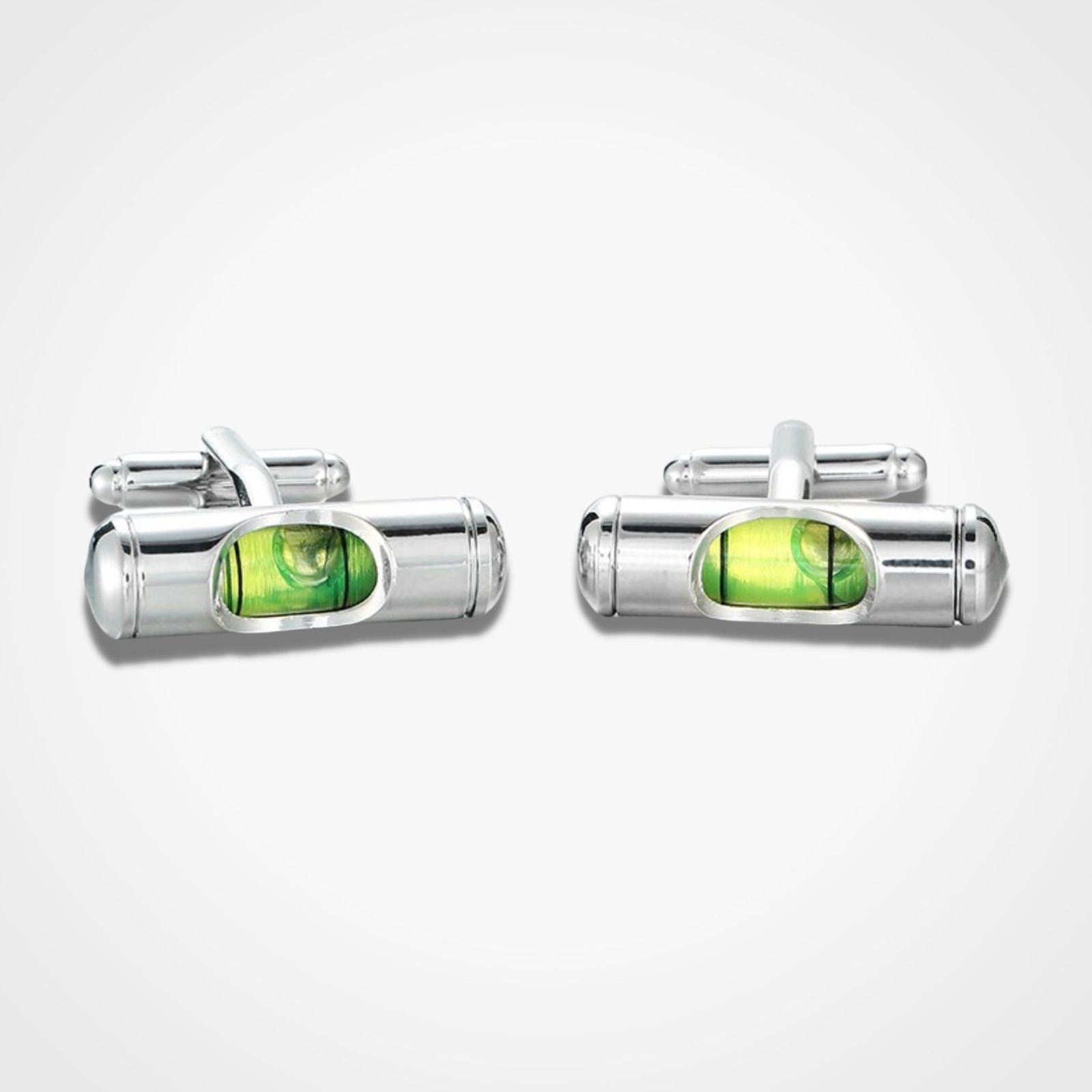 Spirit Level Cufflinks Silver Green