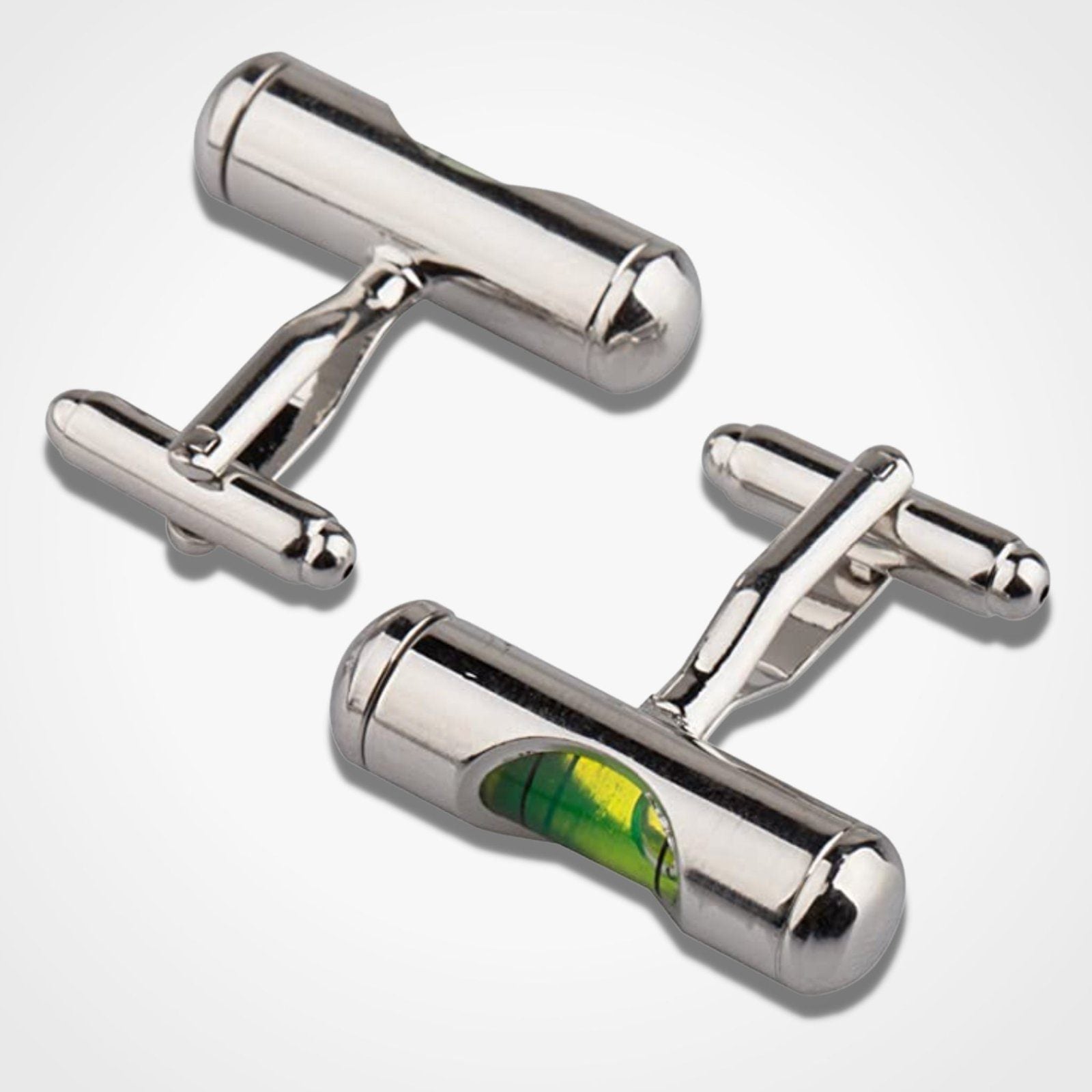 Spirit Level Cufflinks Silver Green