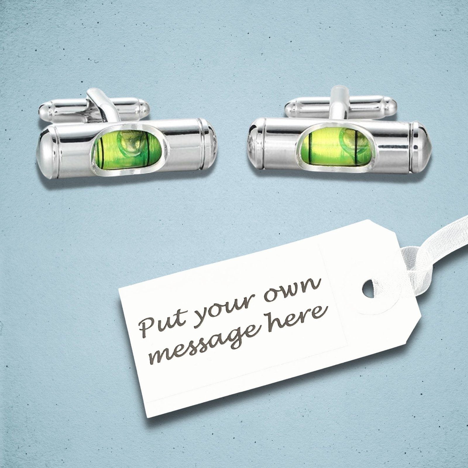 Spirit Level Cufflinks Silver Green