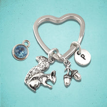 Load image into Gallery viewer, Squirrel Acorn Keyring Silver
