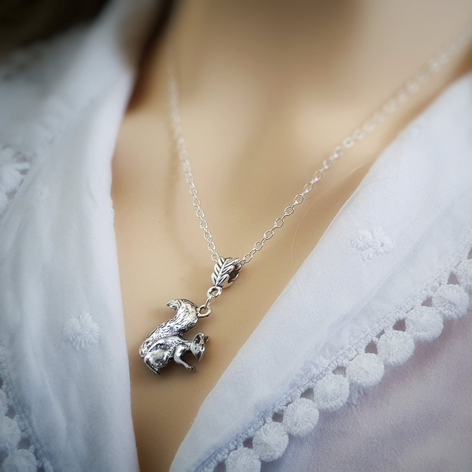 Squirrel Necklace Silver