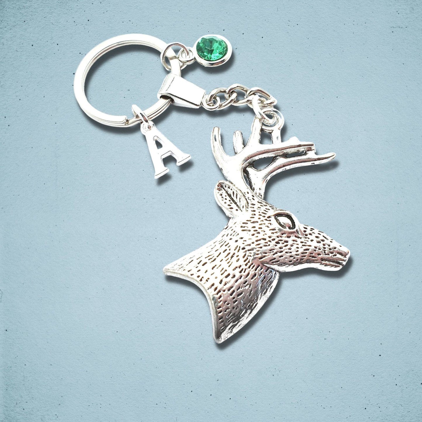 Stag Head Keyring Silver