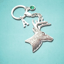 Load image into Gallery viewer, Stag Head Keyring Silver
