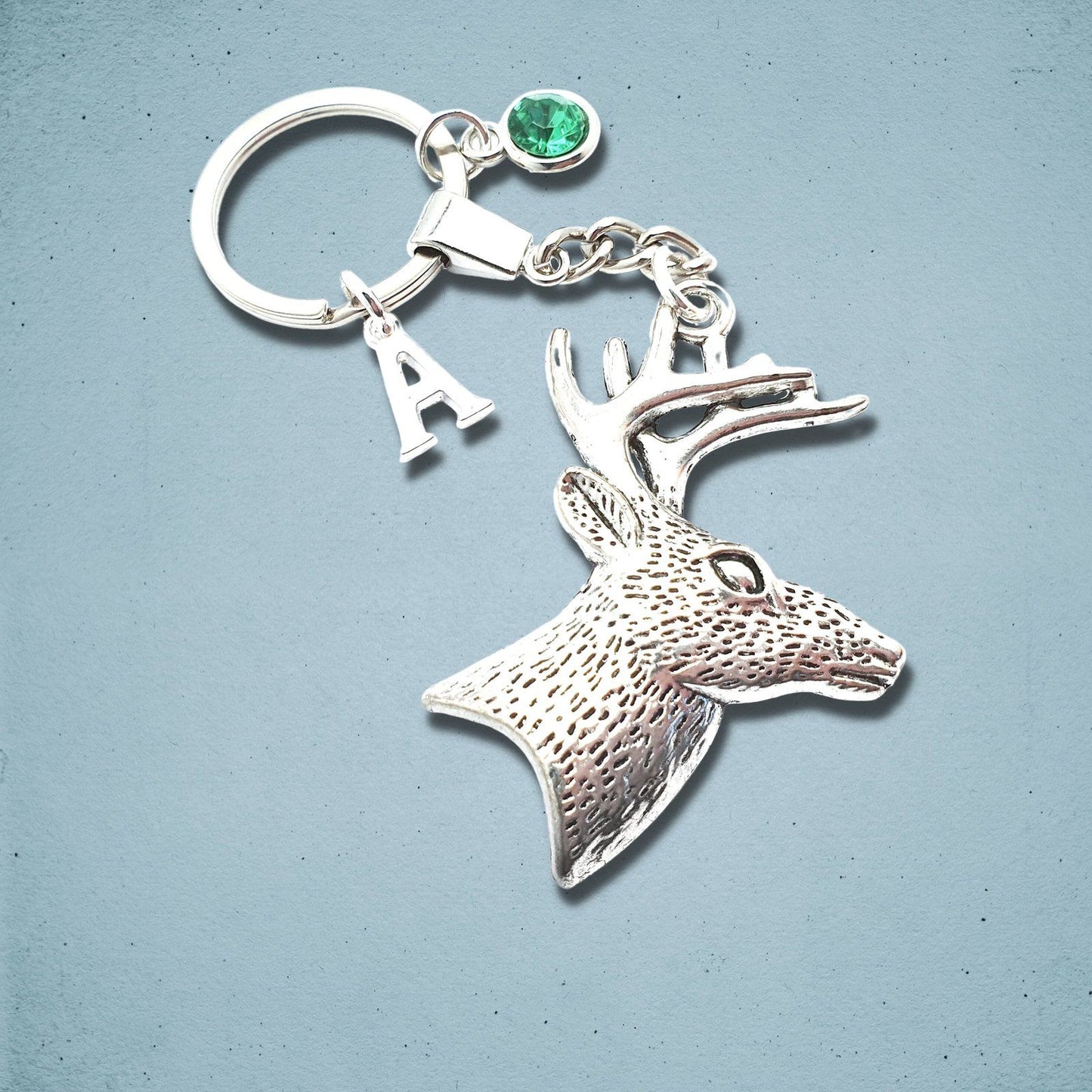 Stag Head Keyring Silver