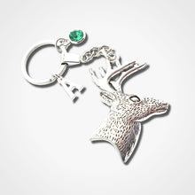 Load image into Gallery viewer, Stag Head Keyring Silver
