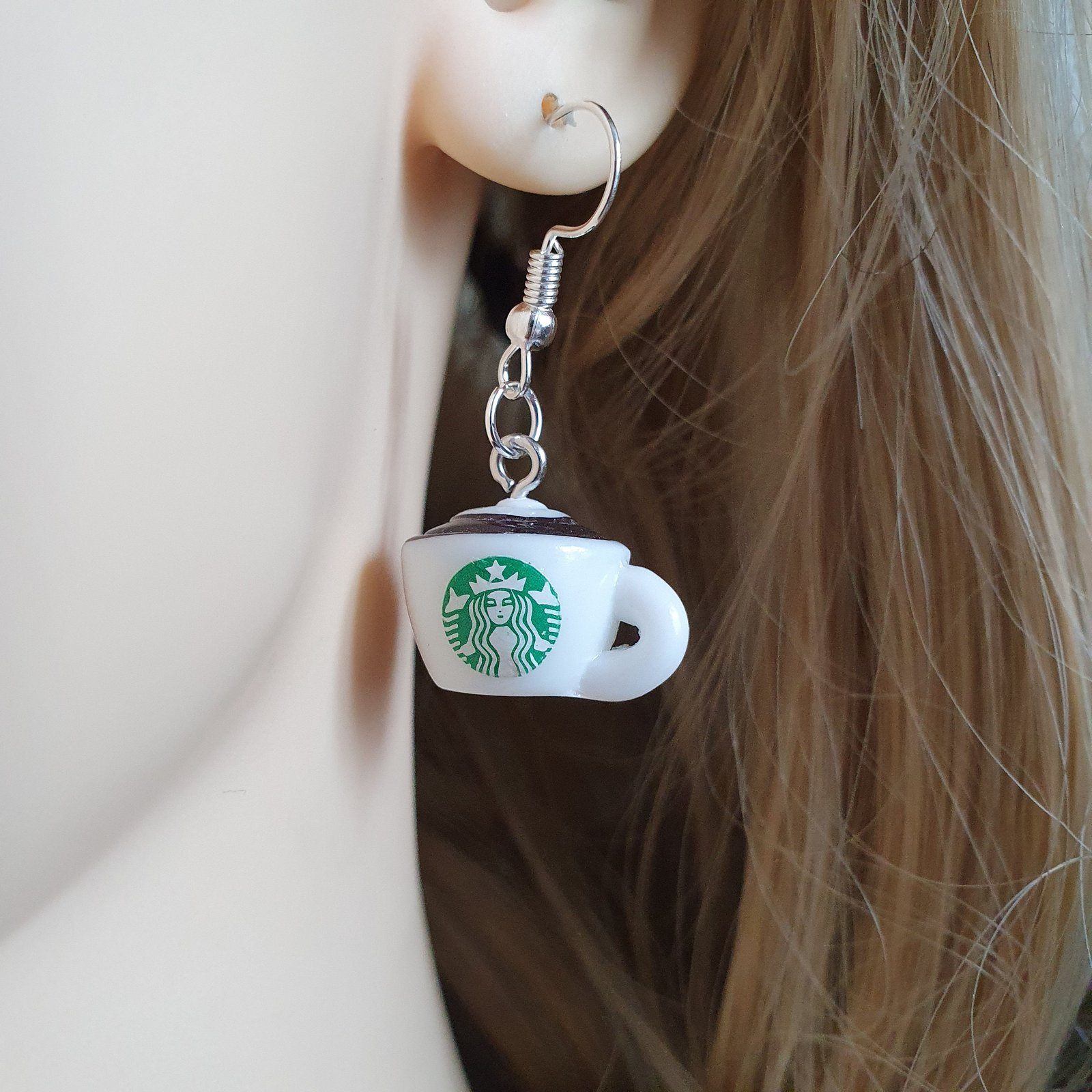 Starbucks Cappuccino Cup Earrings Resin
