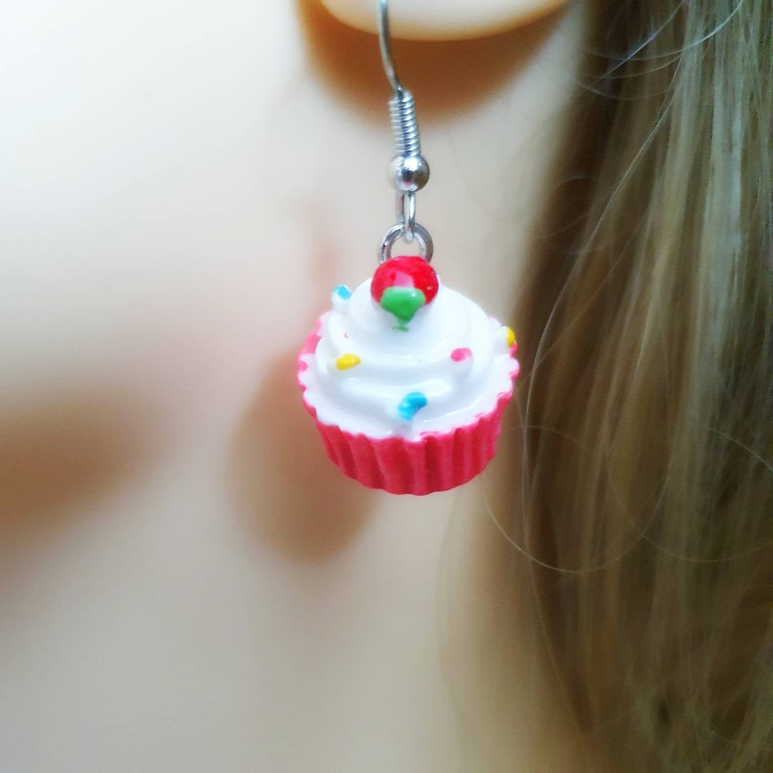Starbucks Coffee Cupcake Earrings Silver