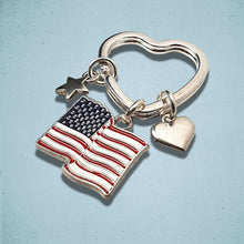 Load image into Gallery viewer, Stars Stripes Keyring Silver
