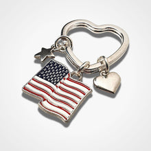 Load image into Gallery viewer, Stars Stripes Keyring Silver
