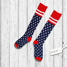 Load image into Gallery viewer, Stars Stripes Socks Red White Blue
