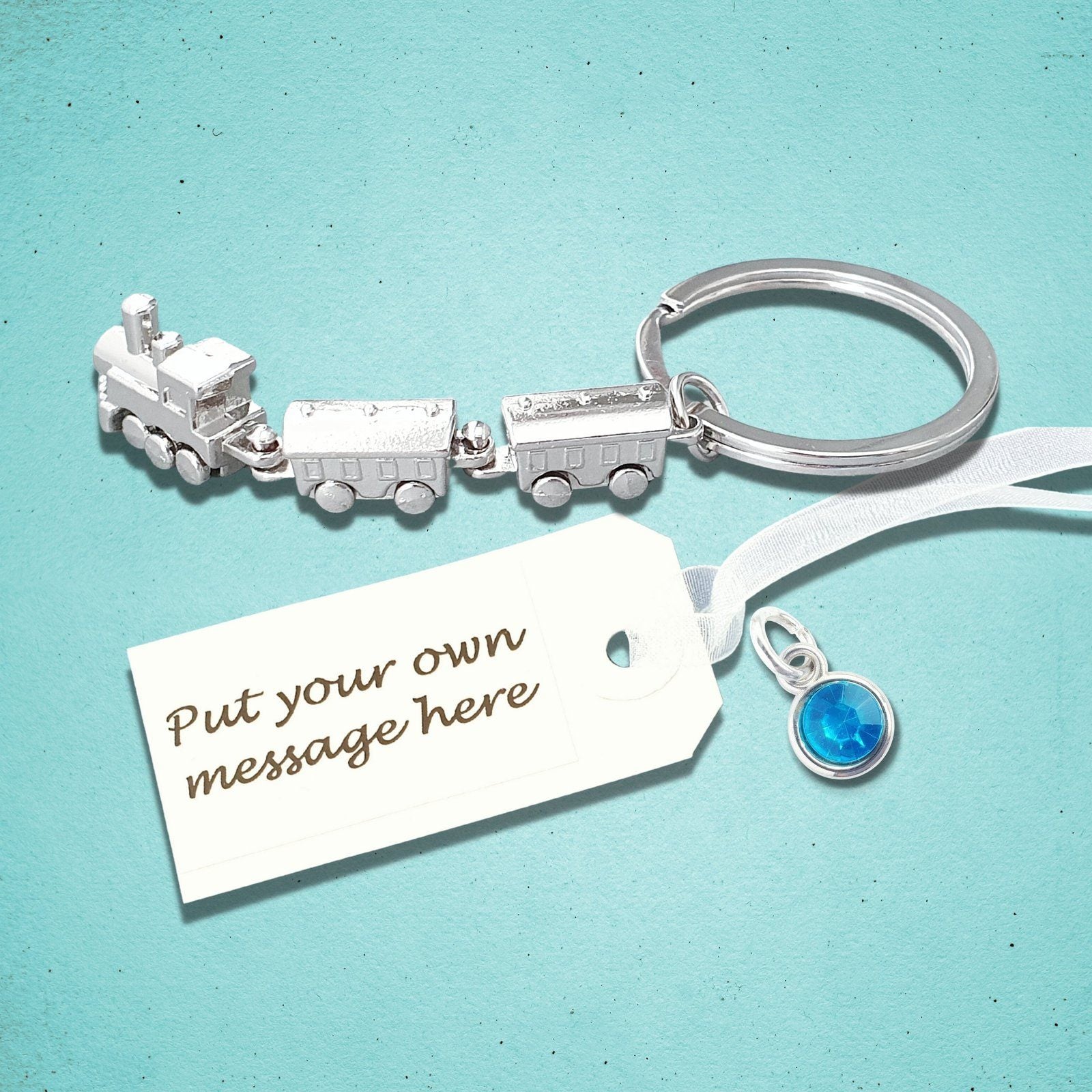 Steam Train Keyring Silver Juliet English