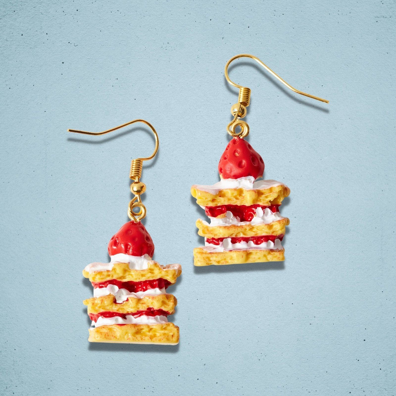 Strawberry Cake Earrings Silver Resin