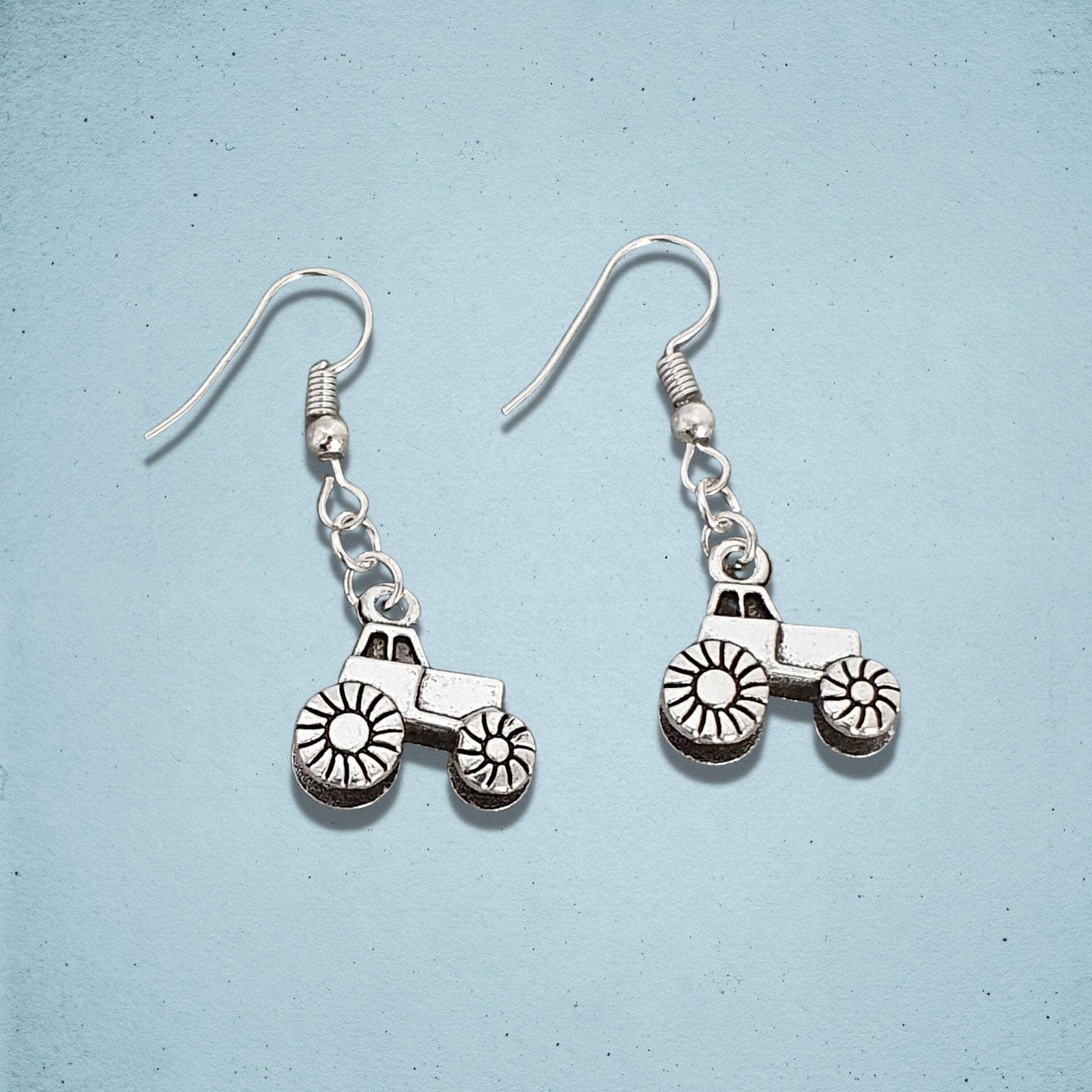 Tractor Earrings Silver