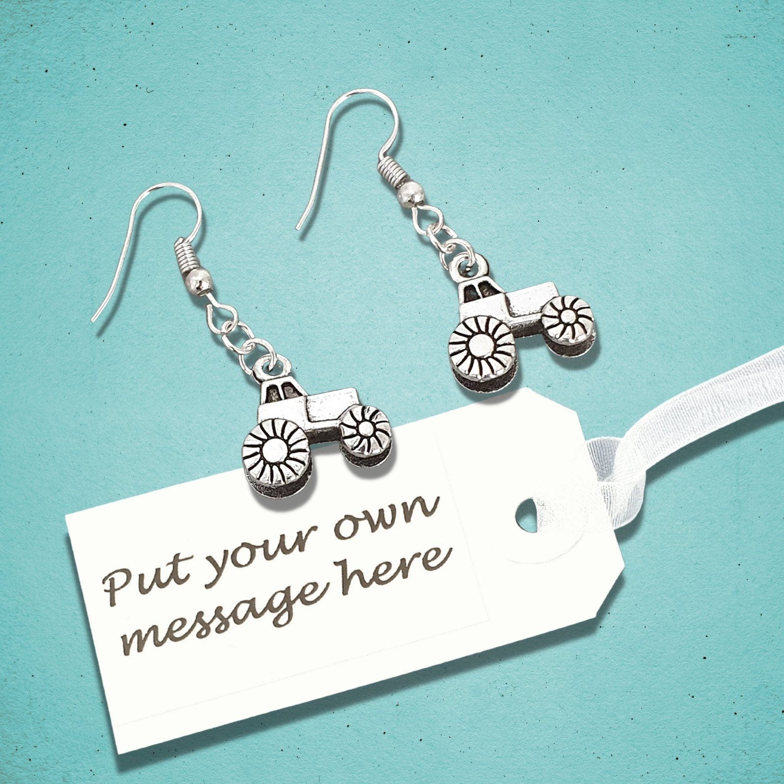 Tractor Earrings Silver