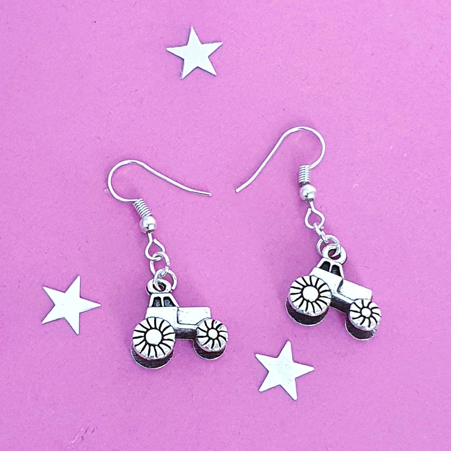 Tractor Earrings Silver