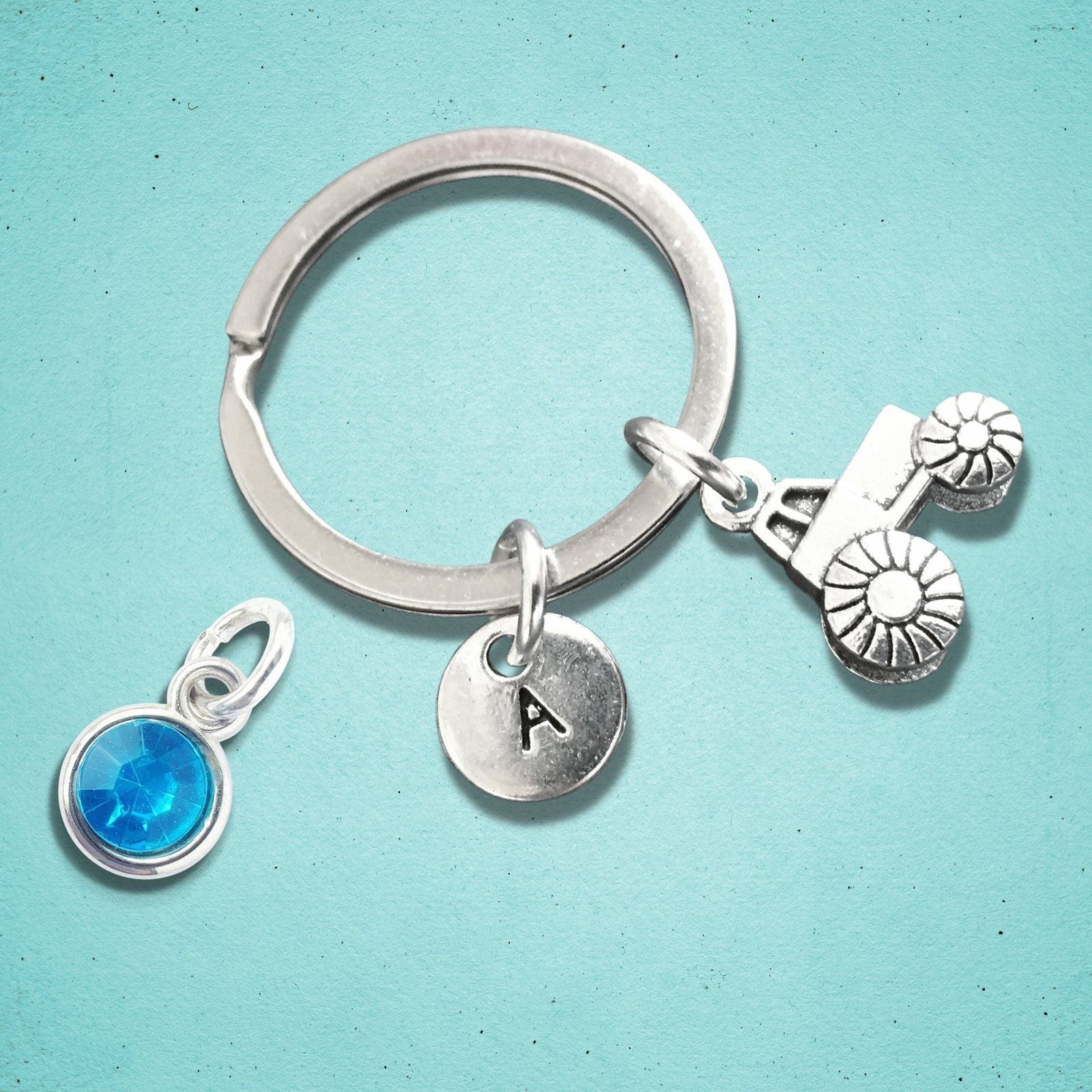 Tractor Farm Keyring Silver