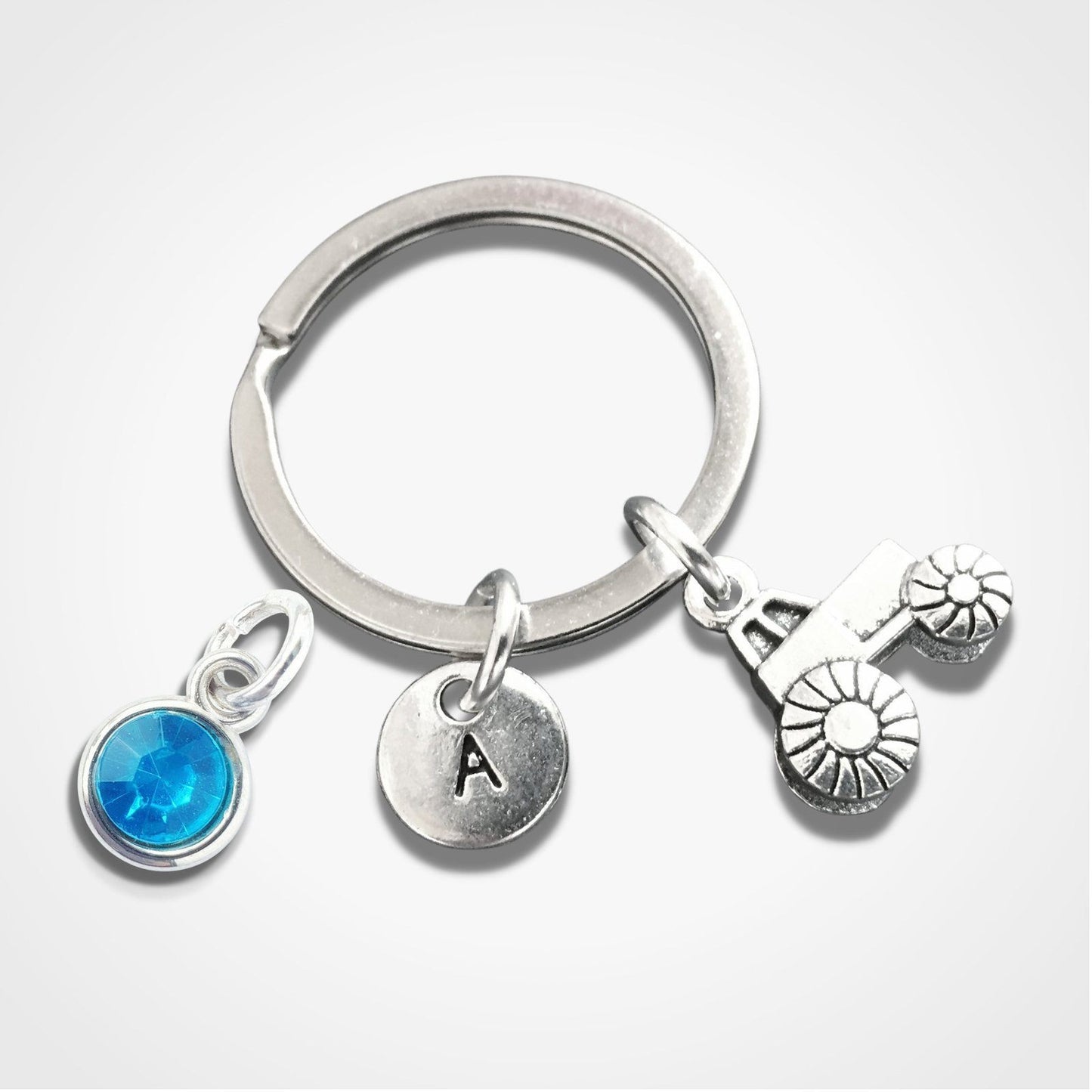Tractor Farm Keyring Silver