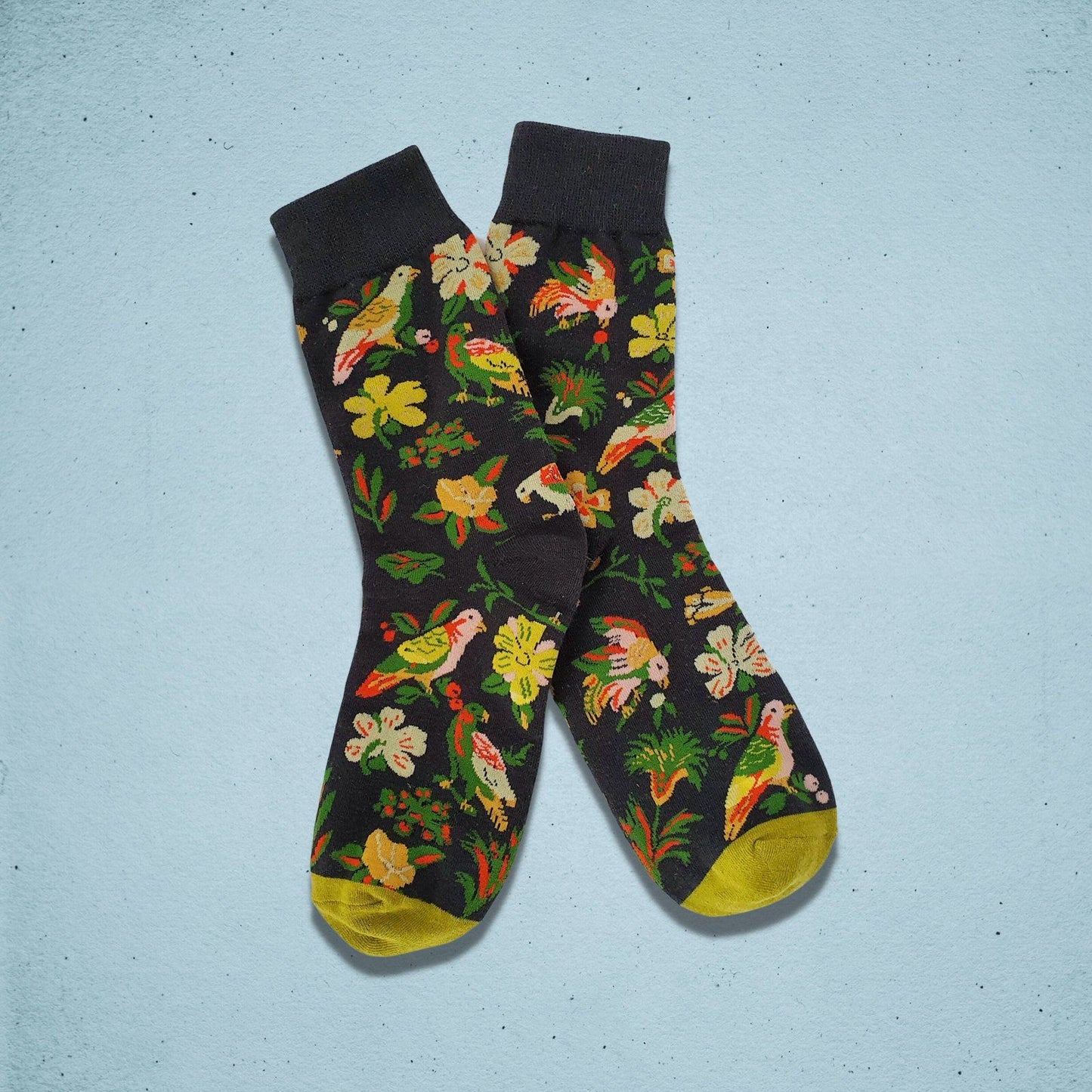 Tropical Birds Socks Black