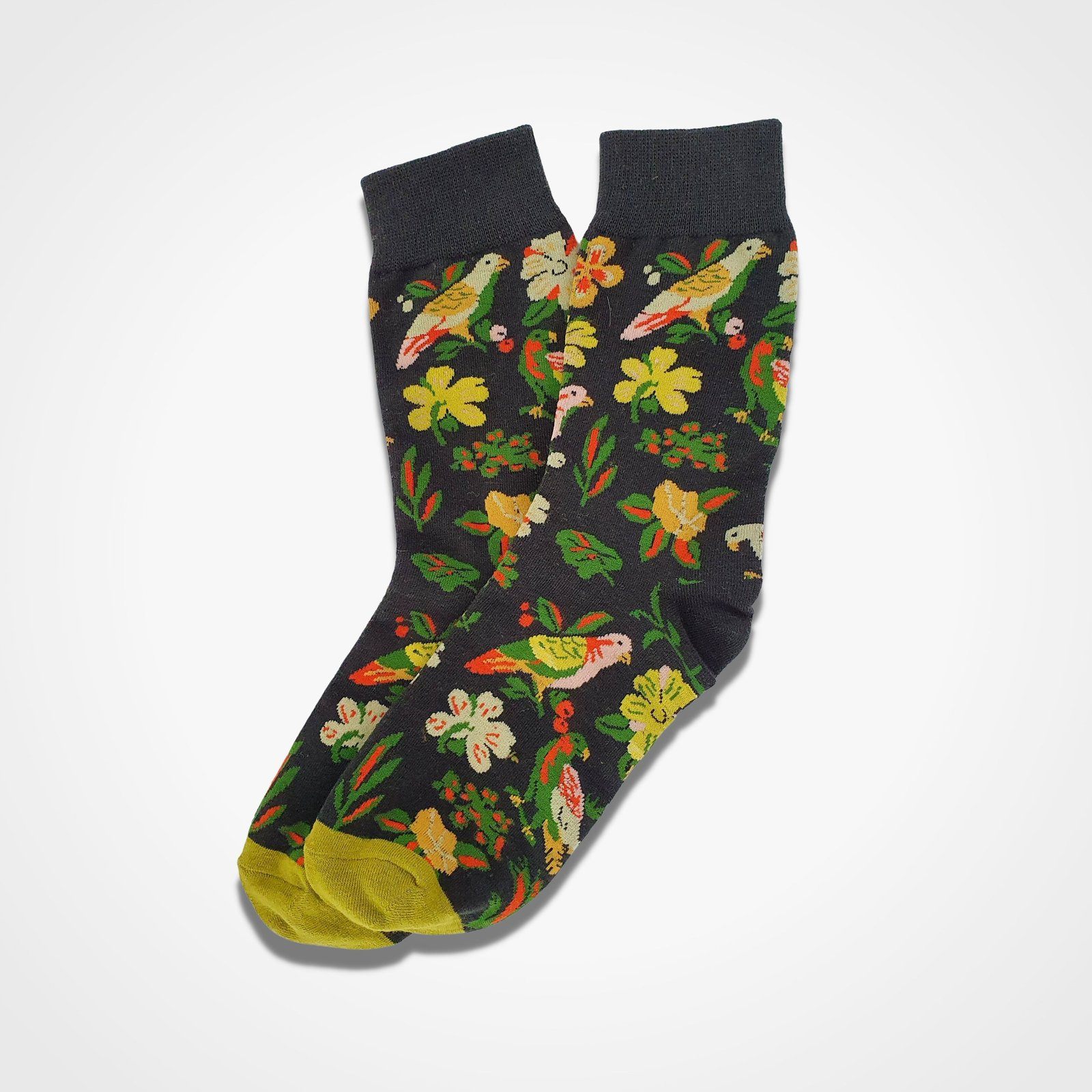 Tropical Birds Socks Black