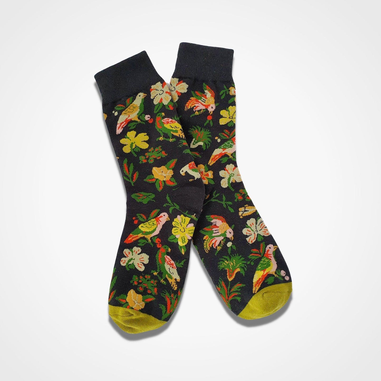 Tropical Birds Socks Black