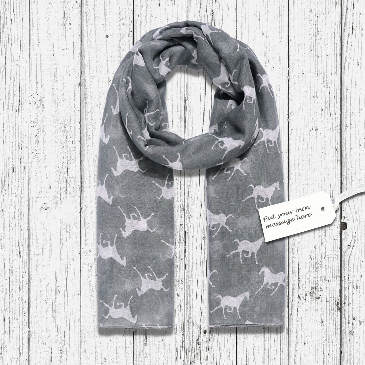 Trotting Horse Scarf Grey
