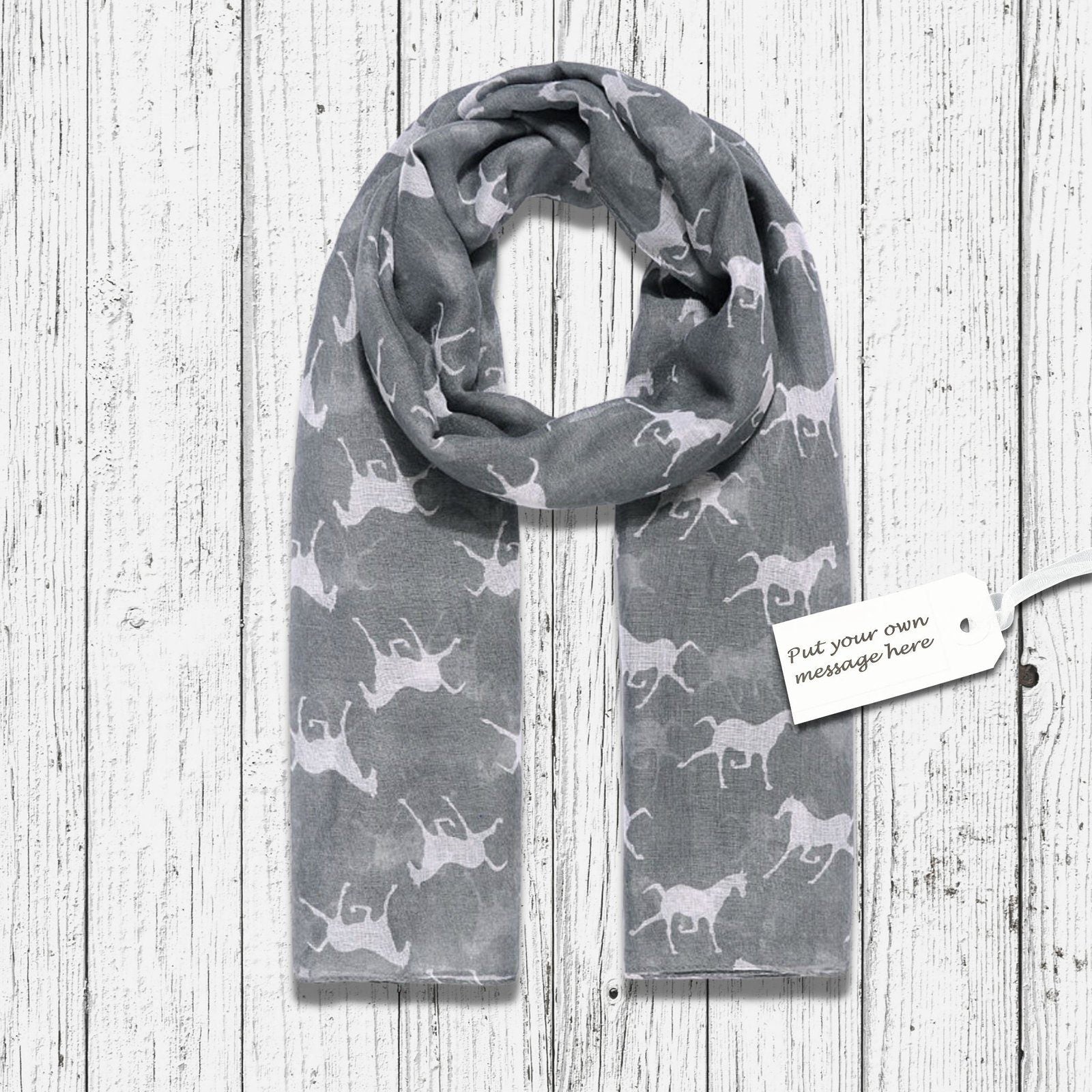 Trotting Horse Scarf Grey